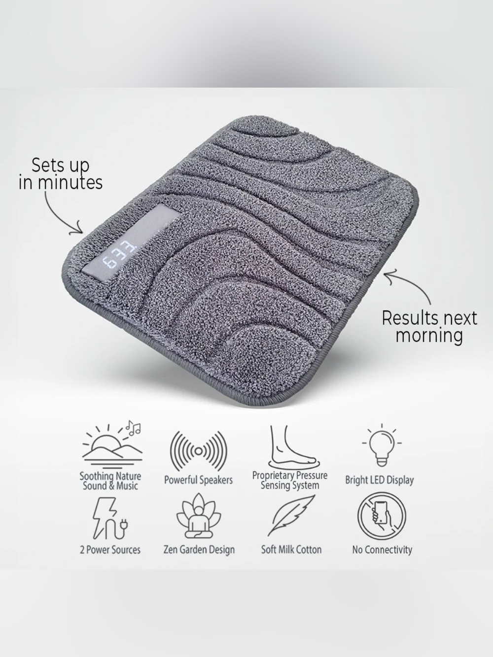 Ruggie 2.0 Electronic Alarm Clock Rug Mat with LED Display